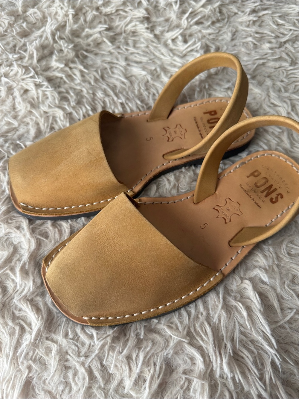 Pons golden yellow Leather Slingback Sandals - Women's